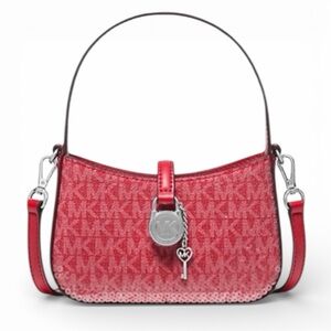 Michael Kors Red Lyra Signature Logo Crossbody Bag NWT